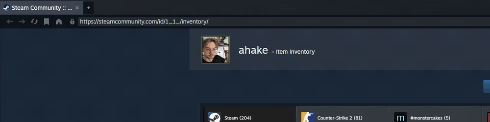 Animation, recorded in the Steam client's browser: the old address gets selected, cspulse.pl is typed over it, and the Pulse site loads